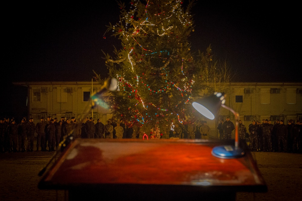 Christmas tree lighting at the forward command