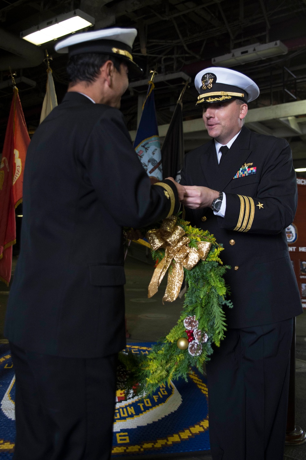 USS Bonhomme Richard (LHD 6) Holiday Gift Exchange with Kurama Executive Officer