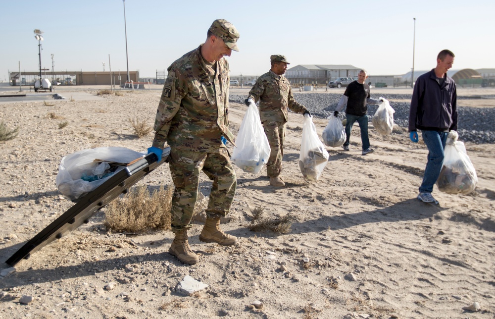 Deployed Soldiers Clean up Camp
