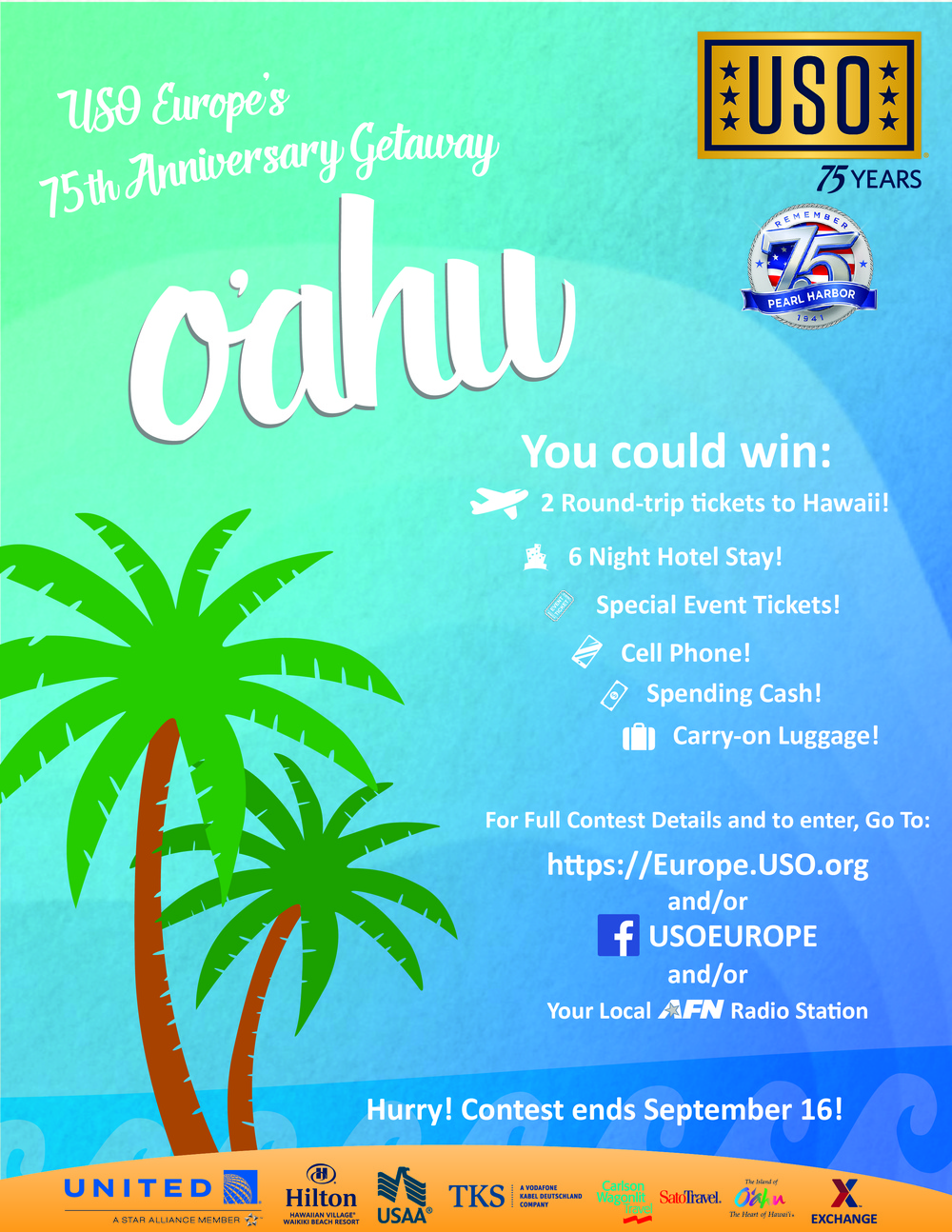 USO Europes 75th Anniversary Giveaway E-Flyer