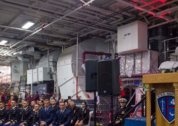 Reserve Officer Training Corps (ROTC) commissioning ceremony aboard the museum USS Midway