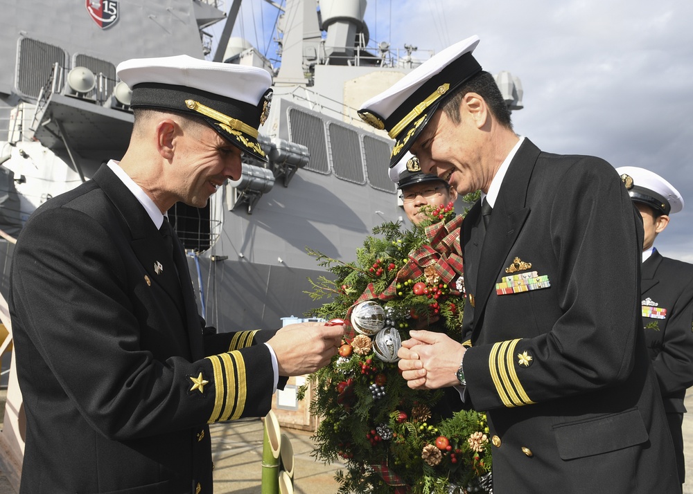 USS John S. McCain and JMSDF Wreath Exchange