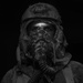 Aircrew member processes decontamination line