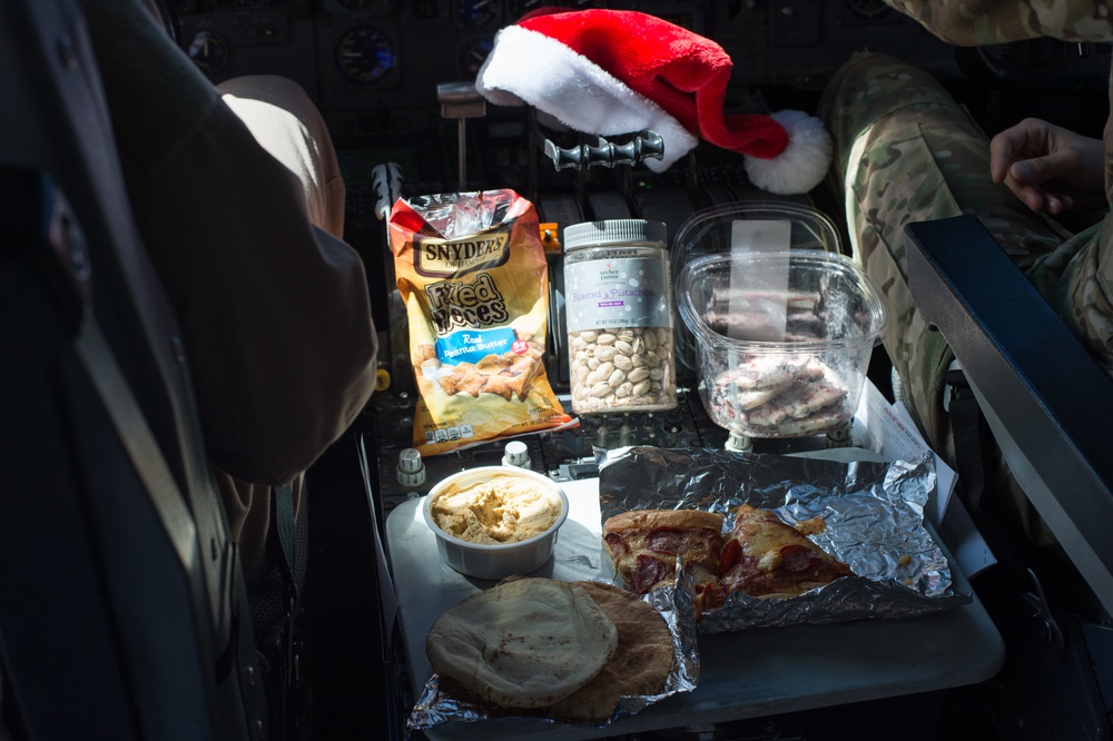 KC-10 crew enjoys in-flight holiday meal, spends Christmas at 30,000 feet