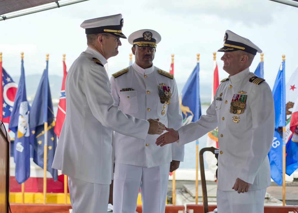 Commander, Destroyer Squadron Three One holds Change of Command