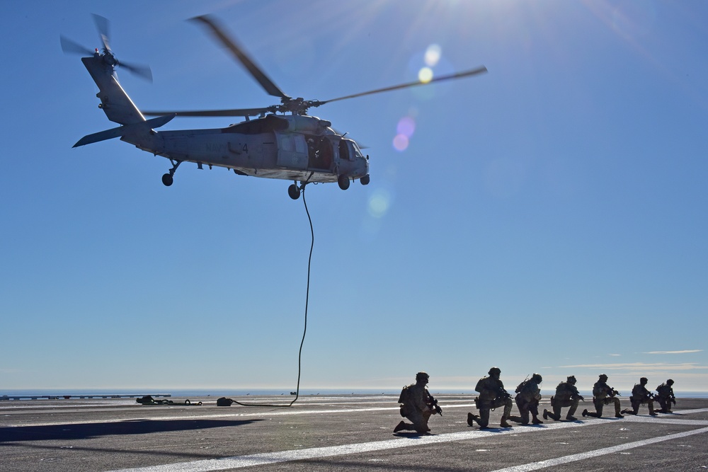 MSST San Diego fast ropes aboard USS Carl Vinson