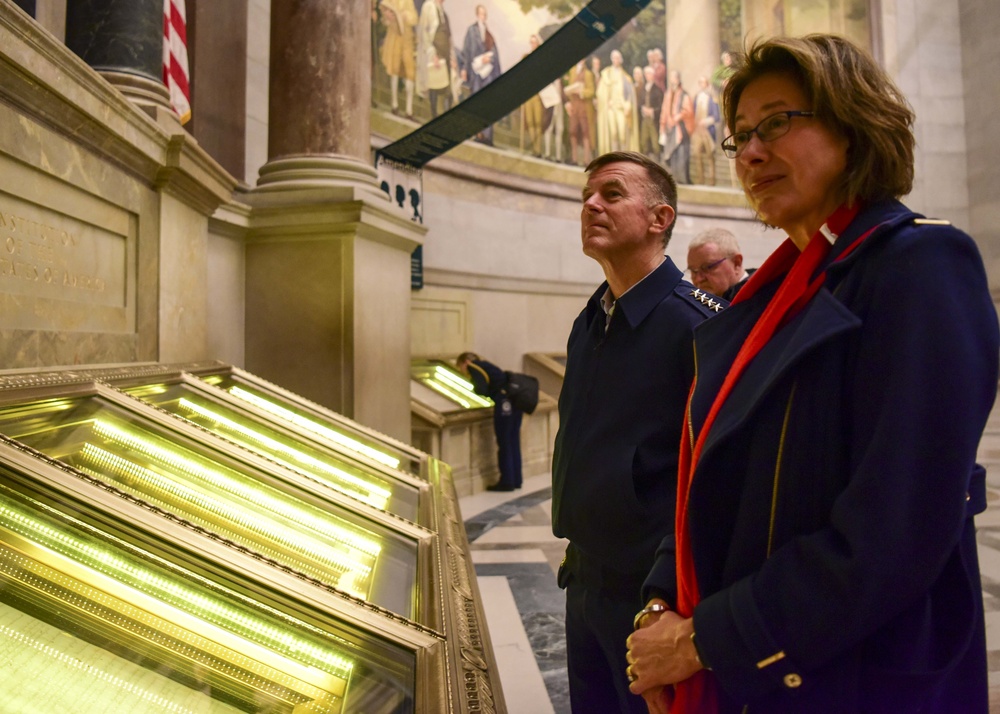 Coast Guard Commandant Adm. Paul Zukunft tours National Archives