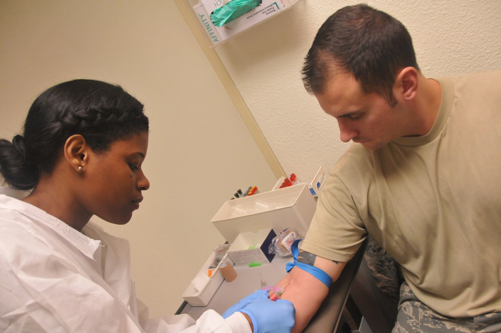 Airmen provide medical services to members during the UTA.