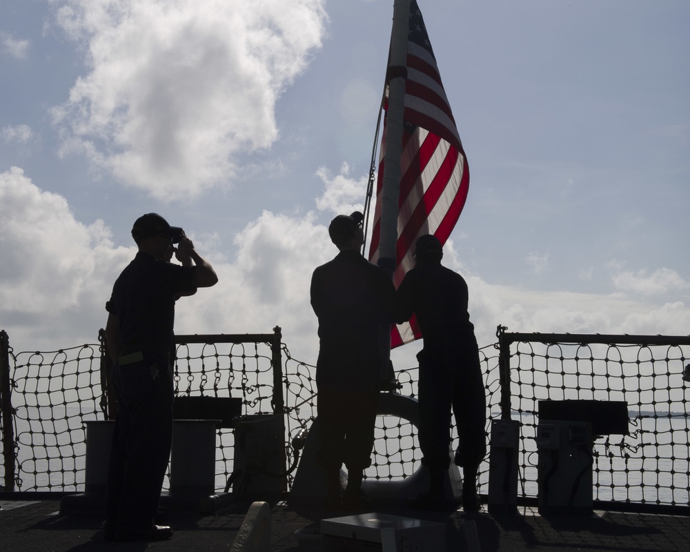USS John S. McCain Departs Puerto Princesa, Philippines