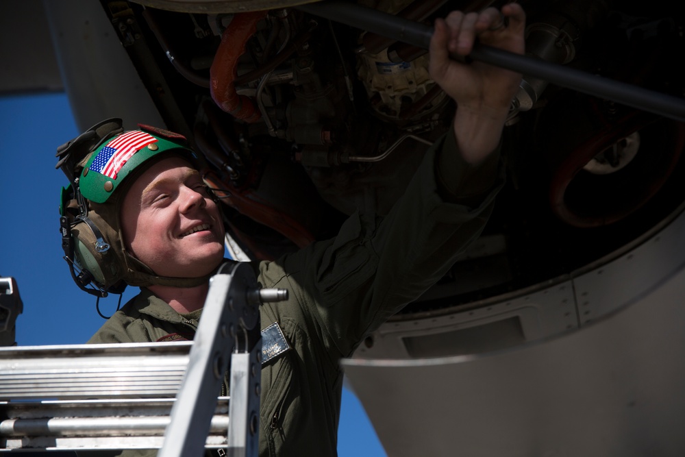 Keeping them ready: Marines perform routine maintenance on aircraft