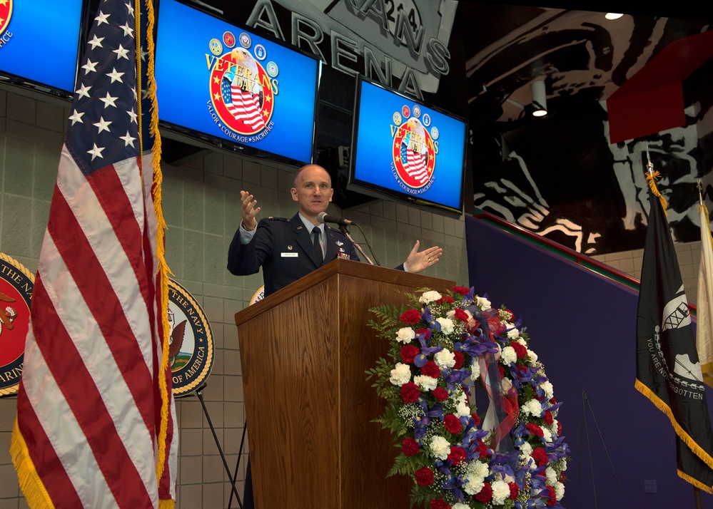 Commander greets veterans