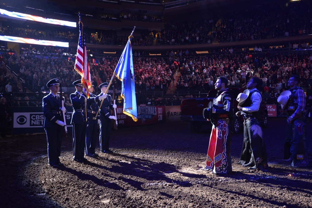 Joint Base McGuire - Dix - Lakehurst Air Force Honor Guard performs at Professional Bull Rider's Association at Madison Square Garden