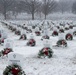 Snow falls in Arlington National Cemetery