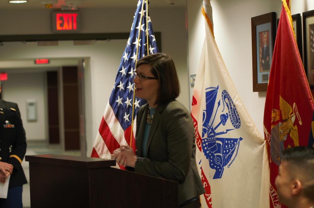 Stephanie Miller gives speech at Boston MEPS