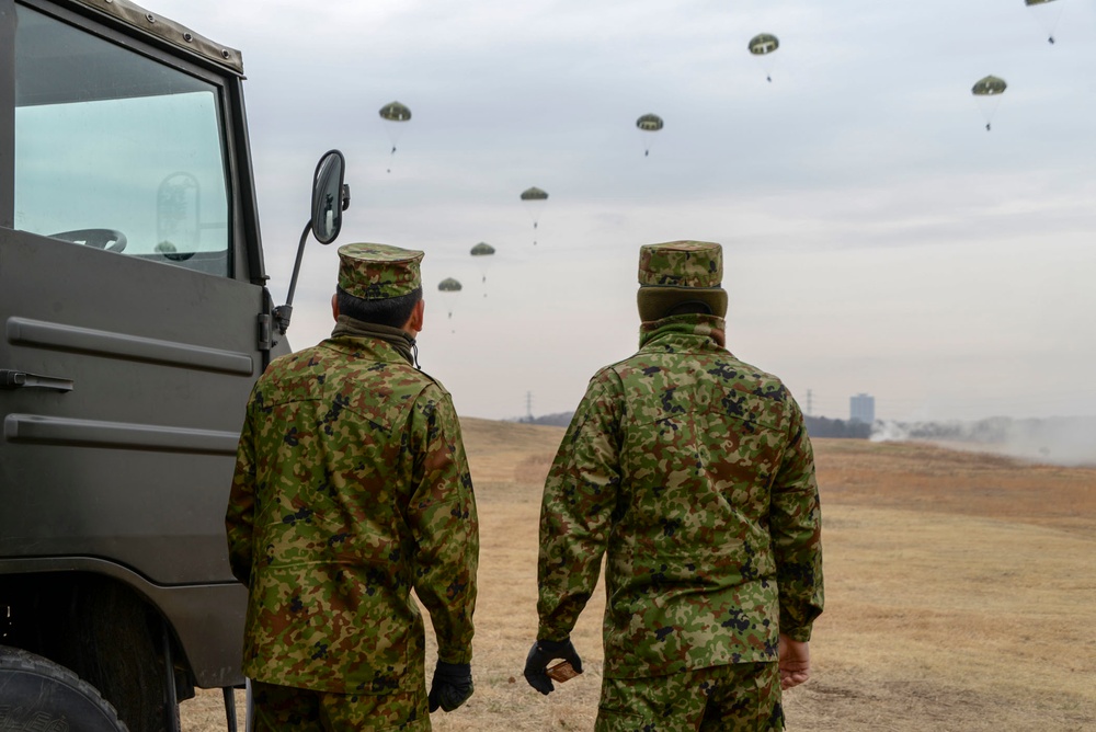 Japanese Ground Self Defense Forces conduct airborne operations
