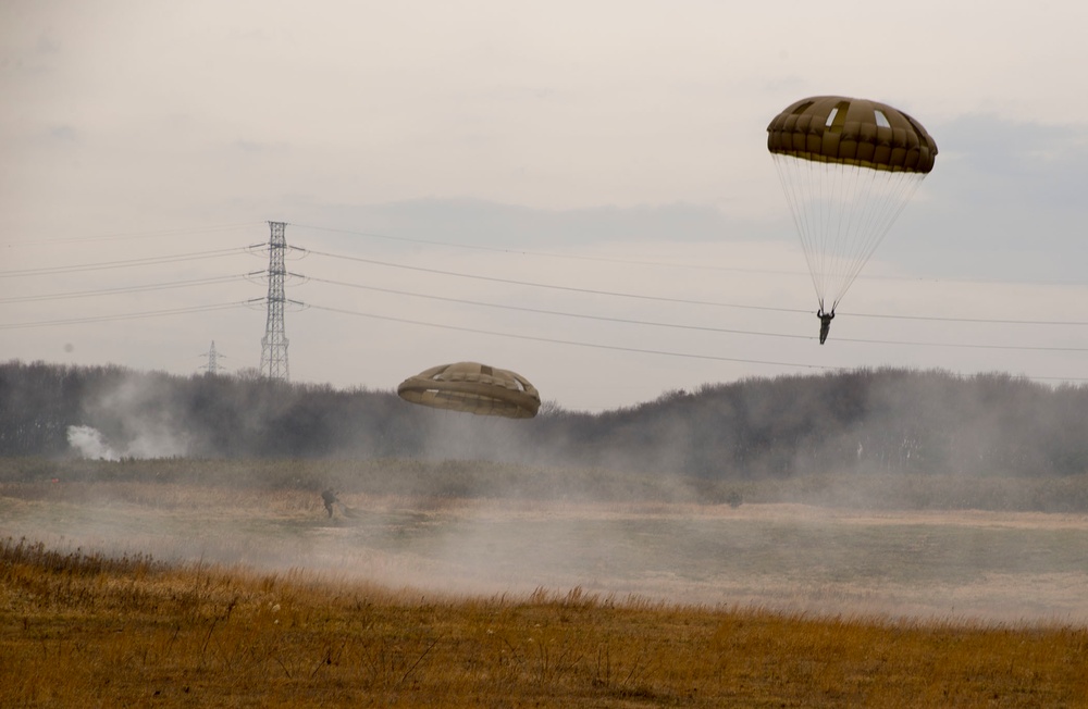 Japanese Ground Self Defense Force Airborne soldiers conduct operations during demonstration