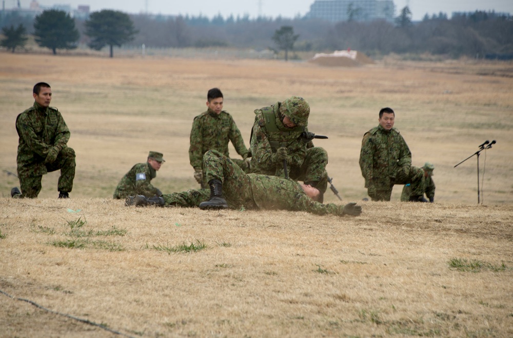 Japanese Ground Self Defense Force Soldier demonstrate hand-to-hand combat skills