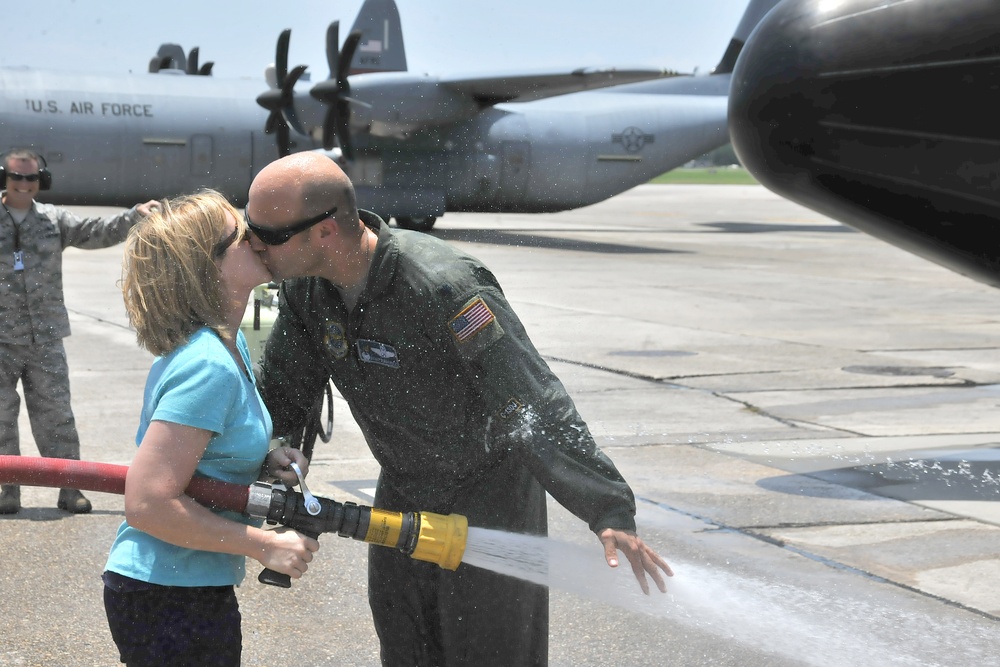 345th Squadron Commander celebrates &quot;fini flight&quot;