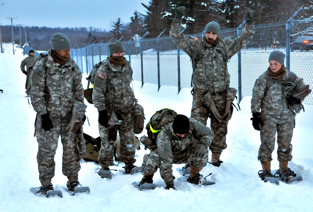 U.S. Army Forces Command CSM Joins Sustainment Soldiers for Snowshoe PT