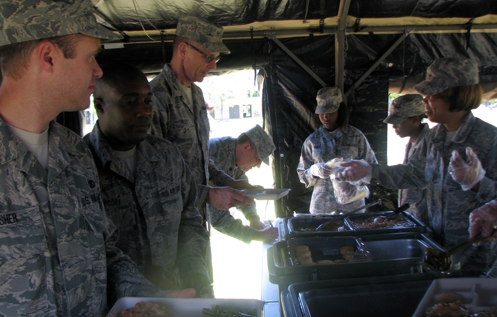 Mission Support Group Airmen participate in field feeding training