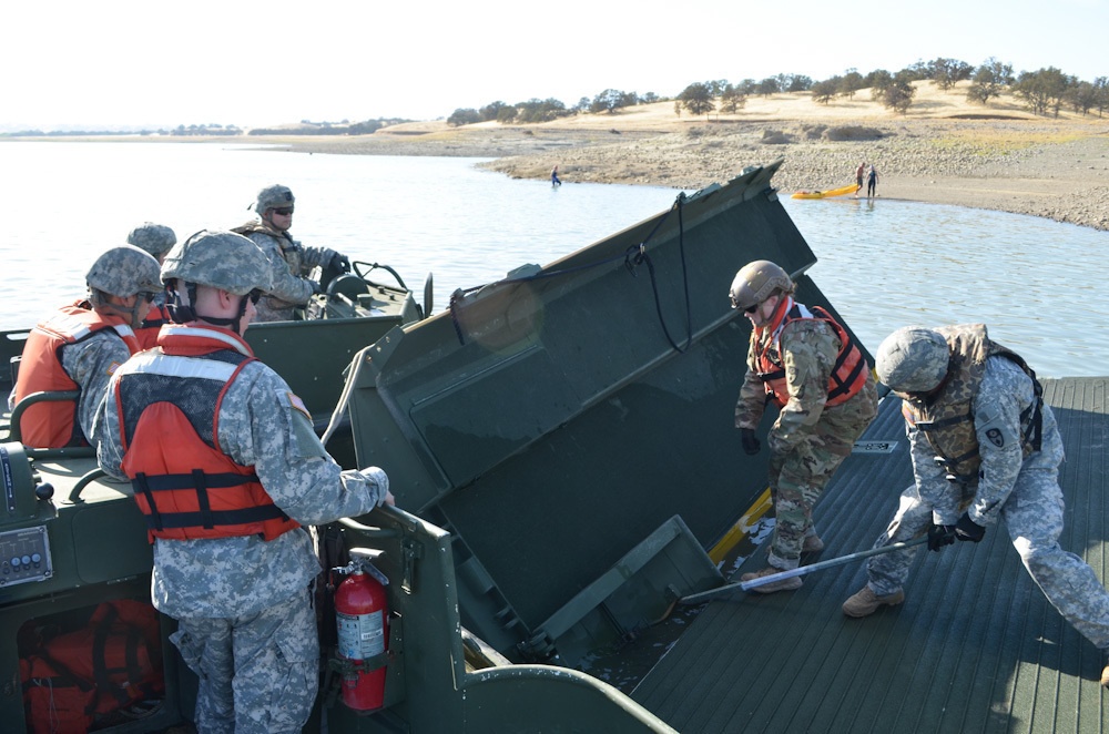 Cal Guard bridges over Black Butte Lake waters