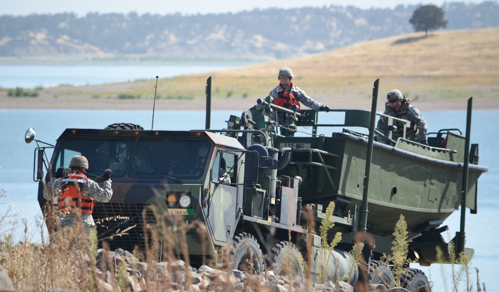 Cal Guard bridges over Black Butte Lake waters