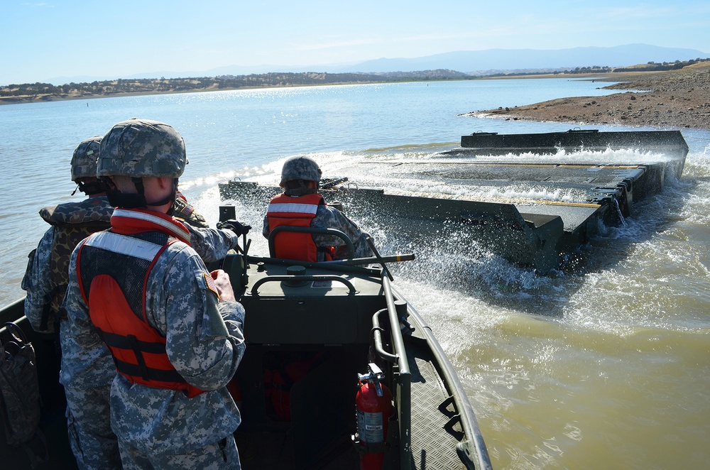 Cal Guard bridges over Black Butte Lake waters