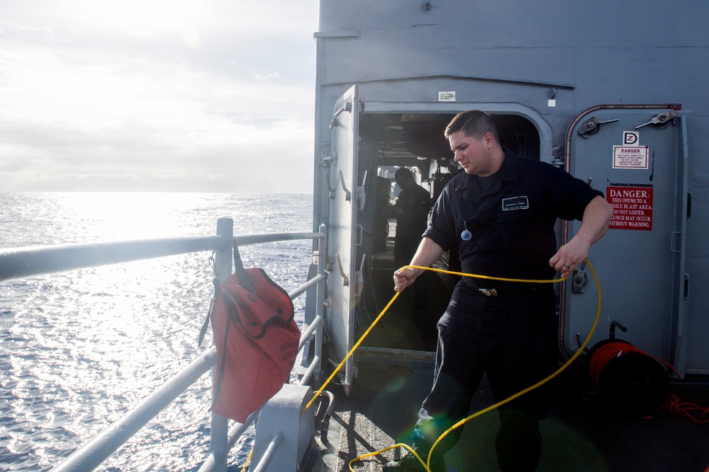 USS Lake Champlain (CG 57) Man Overboard Drill