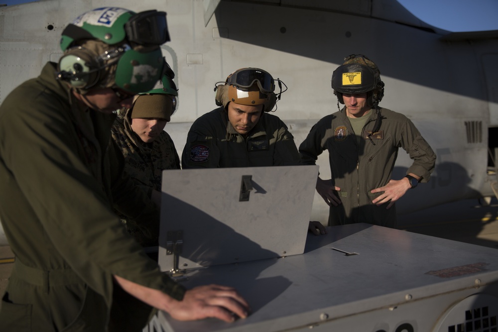 Keeping them ready: Marines perform routine maintenance on aircraft