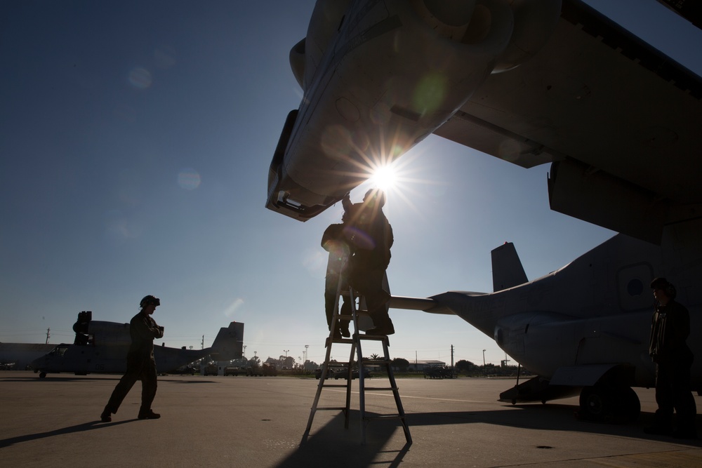 Keeping them ready: Marines perform routine maintenance on aircraft