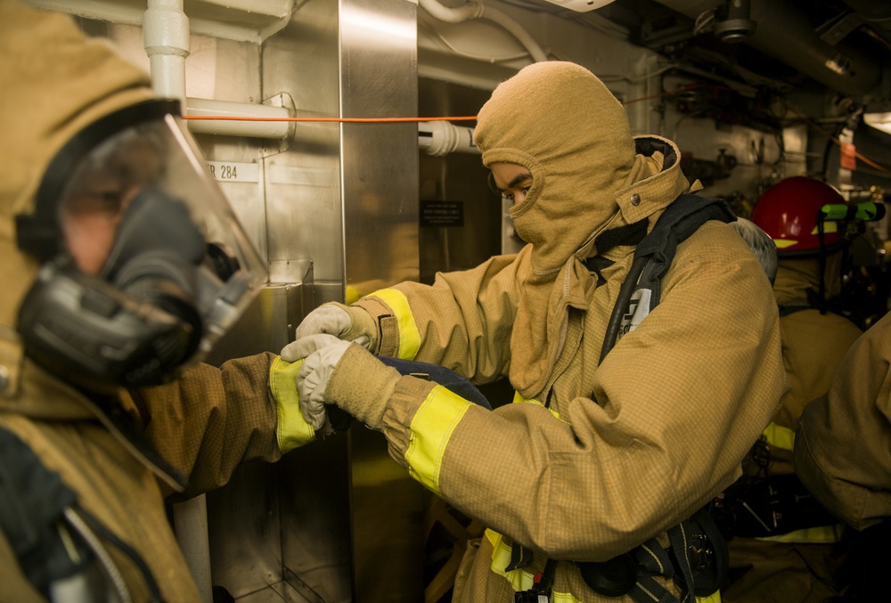 USS Lake Champlain (CG 57) Main Space Fire Drill