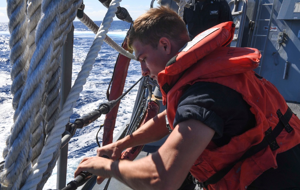 USS Wayne E. Meyer (DDG 108) completes man overboard drill