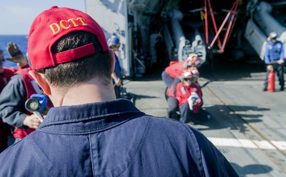 USS Lake Champlain (CG 57)  Flight Deck Drill
