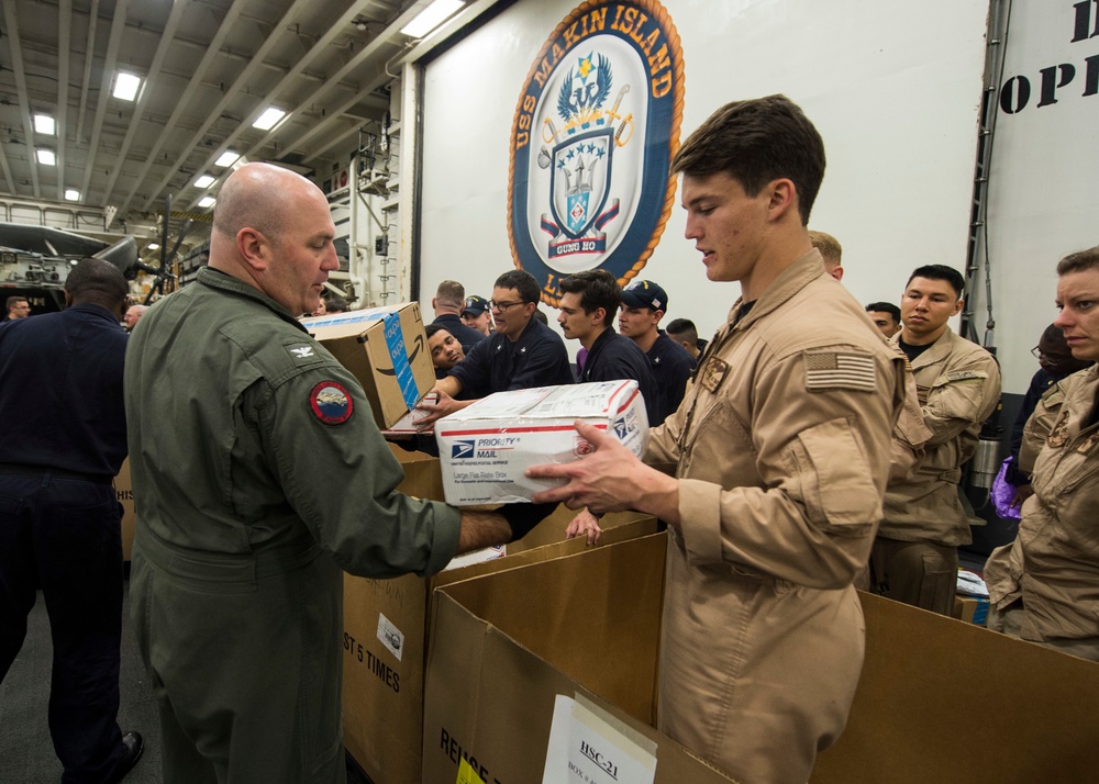 USS Makin Island Mail Delivery