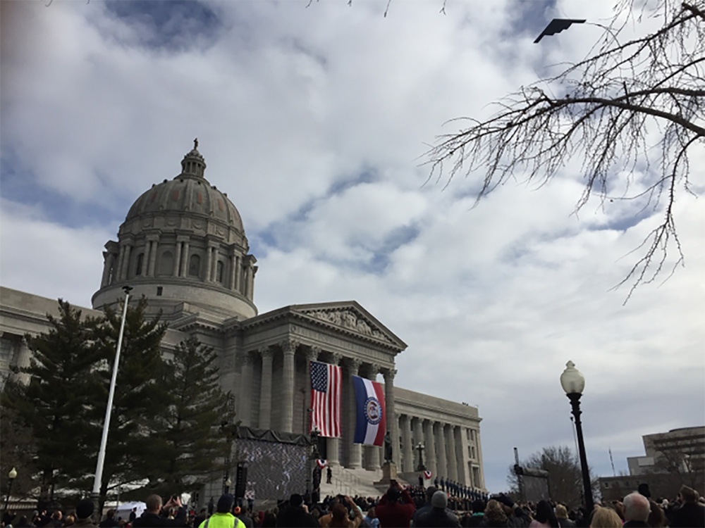 B-2 soars during Missouri Governor's inauguration