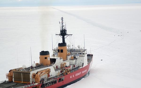 USCGC Polar Star icebreaking operations off of Antarctica