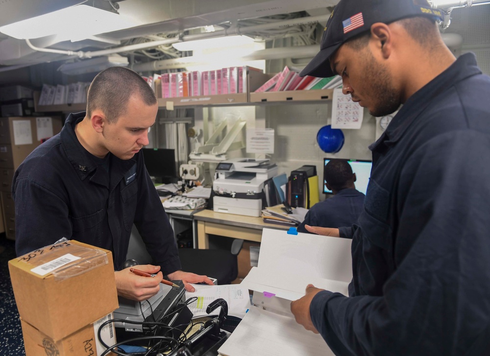 USS Wayne E. Meyer Sailors Do Maintence Checks
