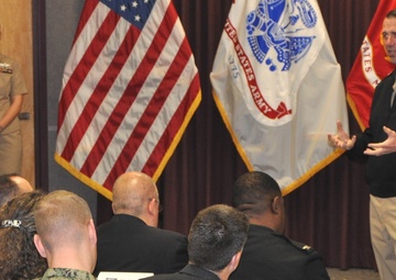 CNO's Holds All Hands, Tours Electromagnetic Railgun and Directed Energy Facilities