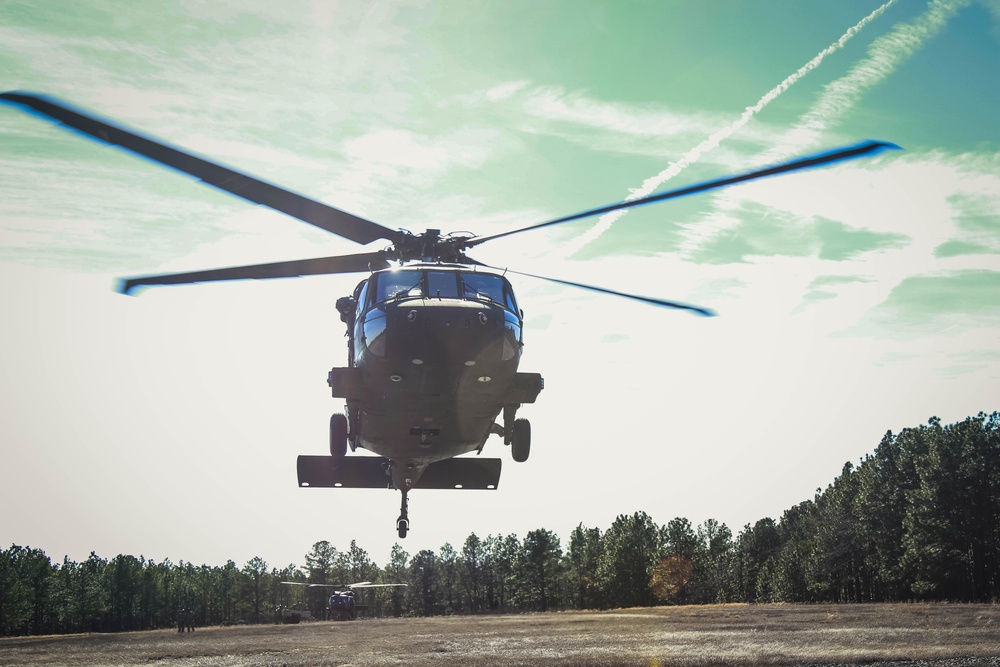 Two UH-60 Black Hawk helicopters