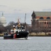 Crewmembers aboard the Coast Guard Cutter Chock enforce a security zone for the 58th Presidential Inauguration