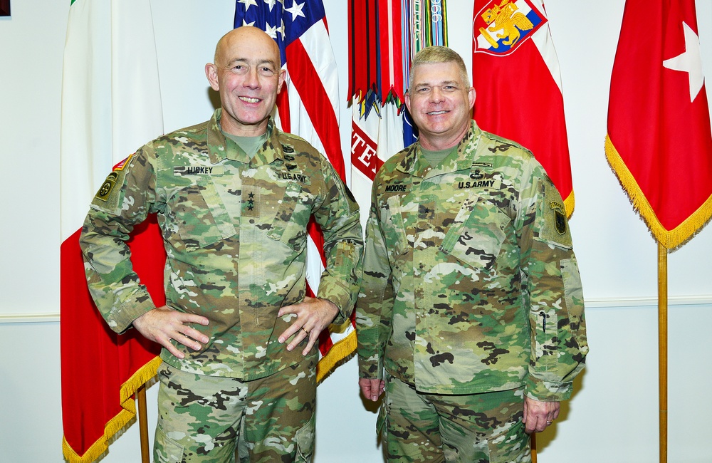 Lt. Gen. Charles D. Luckey visits at Caserma Ederle in Vicenza, Italy