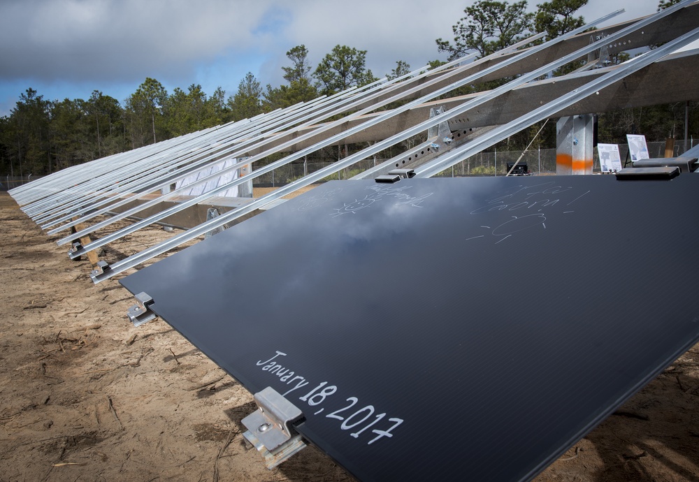 First panel installed at Eglin’s solar farm