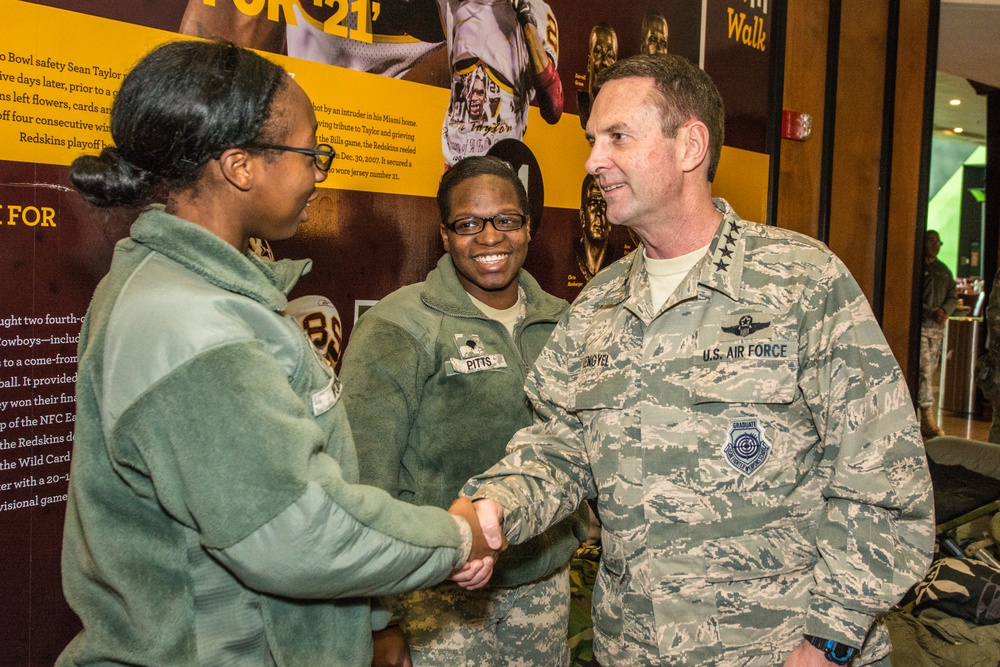 Chief of the National Guard Bureau visits with Soldiers and Airman prior to 58th Presidential Inauguration