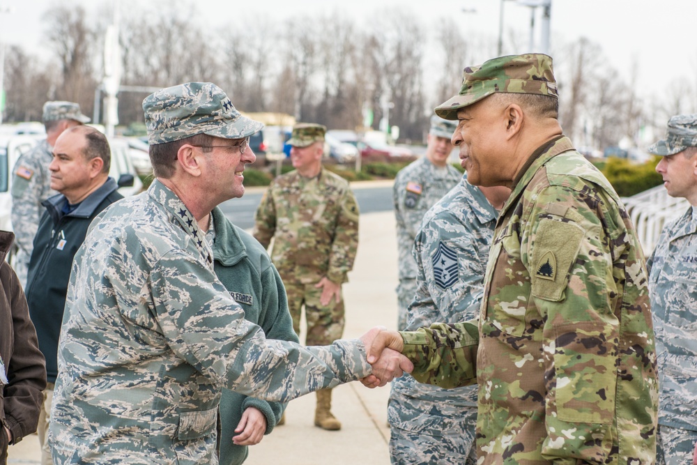 Chief of the National Guard Bureau visits with Soldiers and Airman prior to 58th Presidential Inauguration