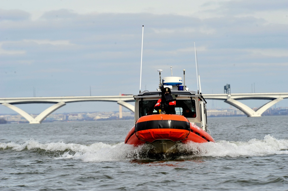 Coast Guard MSST boatcrew patrols the waterways supporting the 58th Presidential Inauguration