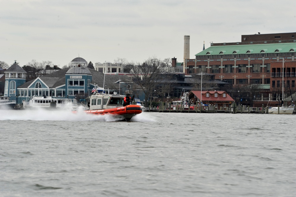 Coast Guard MSST boatcrews provide security during the 58th Presidential Inauguration