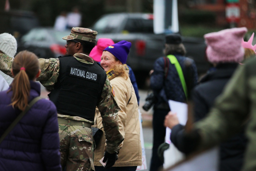 District of Columbia National Guard soldiers assist with Women's March