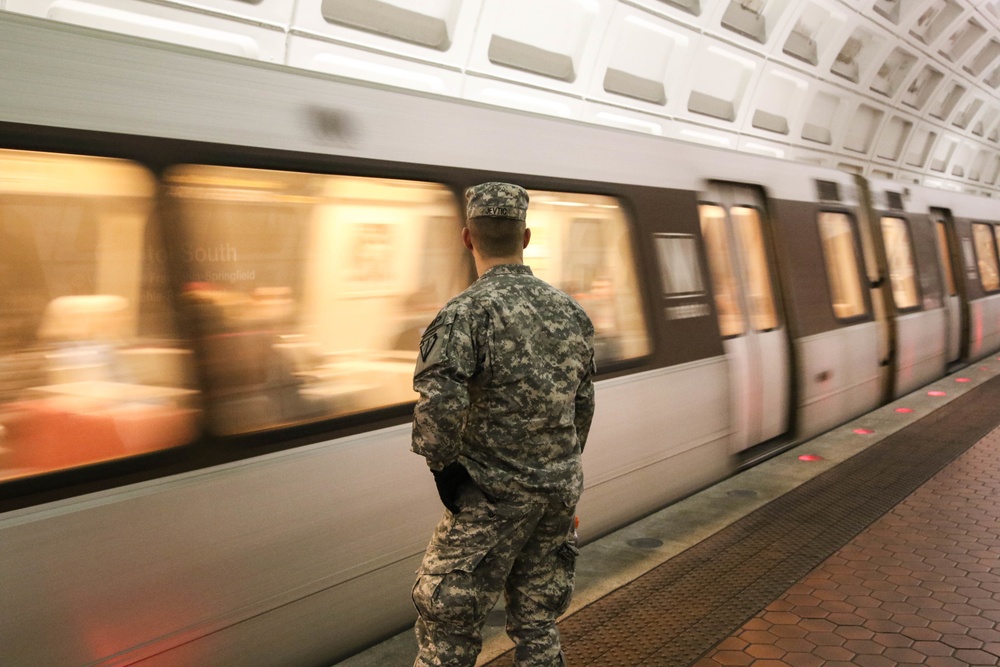 National Guard Conducts Crowd Control on Metro for 58th Presidential Inauguration