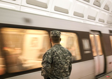 National Guard Conducts Crowd Control on Metro for 58th Presidential Inauguration