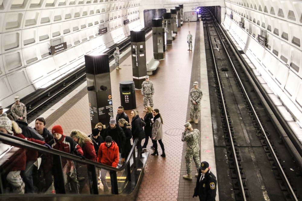 National Guard Conducts Crowd Control on Metro for 58th Presidential Inauguration